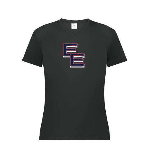 [2792.080.XS-LOGO1] Ladies Smooth Sport V-Neck T-Shirt (Female Adult XS, Black, Logo 1)