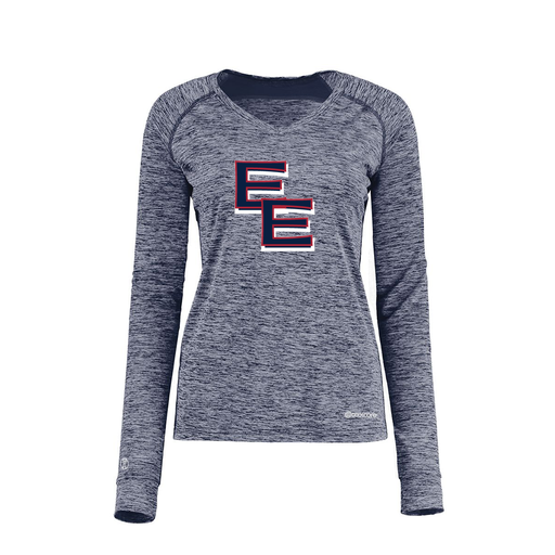 [222770.U22.XS-LOGO1] Ladies Electric Long Sleeve Shirt (Female Adult XS, Navy, Logo 1)